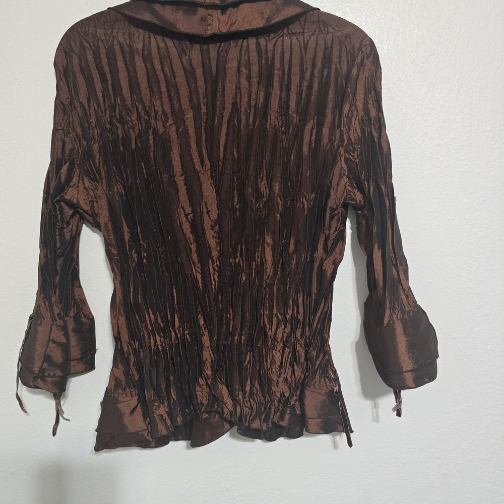 Agora Chocolate Brown Ruffled Blouse - Picture 4 of 4